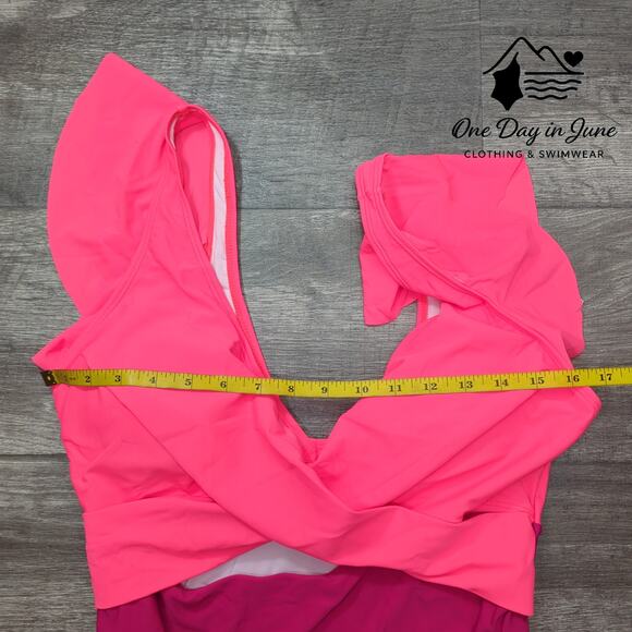 B2Prity Plus Size Ruffle Cross Front Cut Out One Piece Swimsuit Size 2XL - Picture 5 of 7